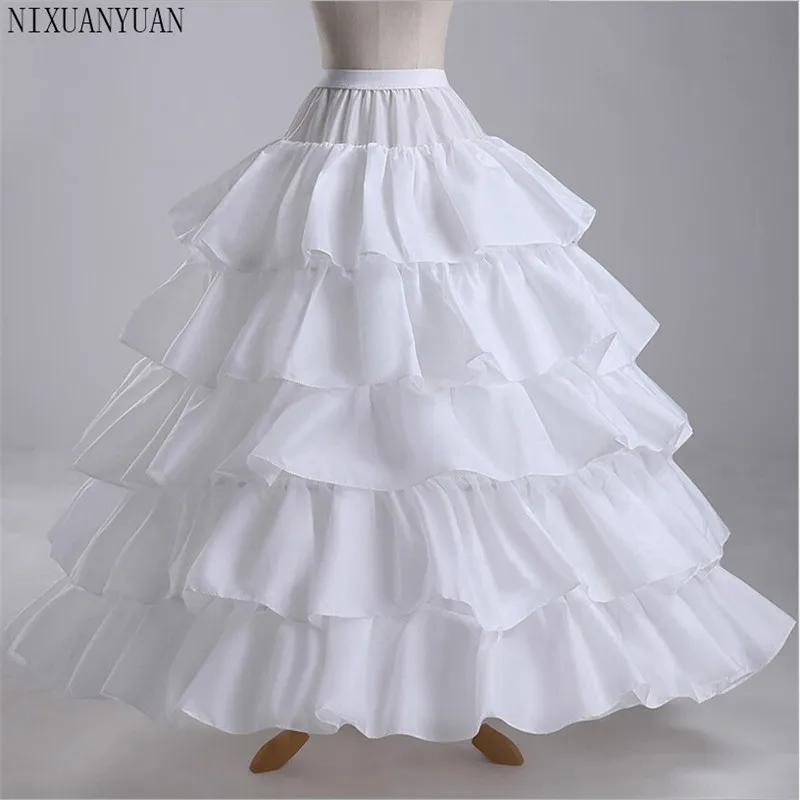 4 ห่วง 5 ชั้น Ball Gown Petticoats สีดำ Petticoat Crinoline กระโปรง Big Ruffle อุปกรณ์จัดงานแต่งงาน Tulle Underskirts