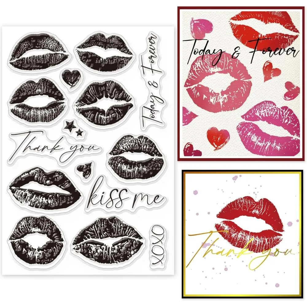 Sello transparente de labios sexys para el Día de San Valentín, texto de amor, sello transparente de silicona, plantilla de plantillas en relieve para álbum de recortes DIY