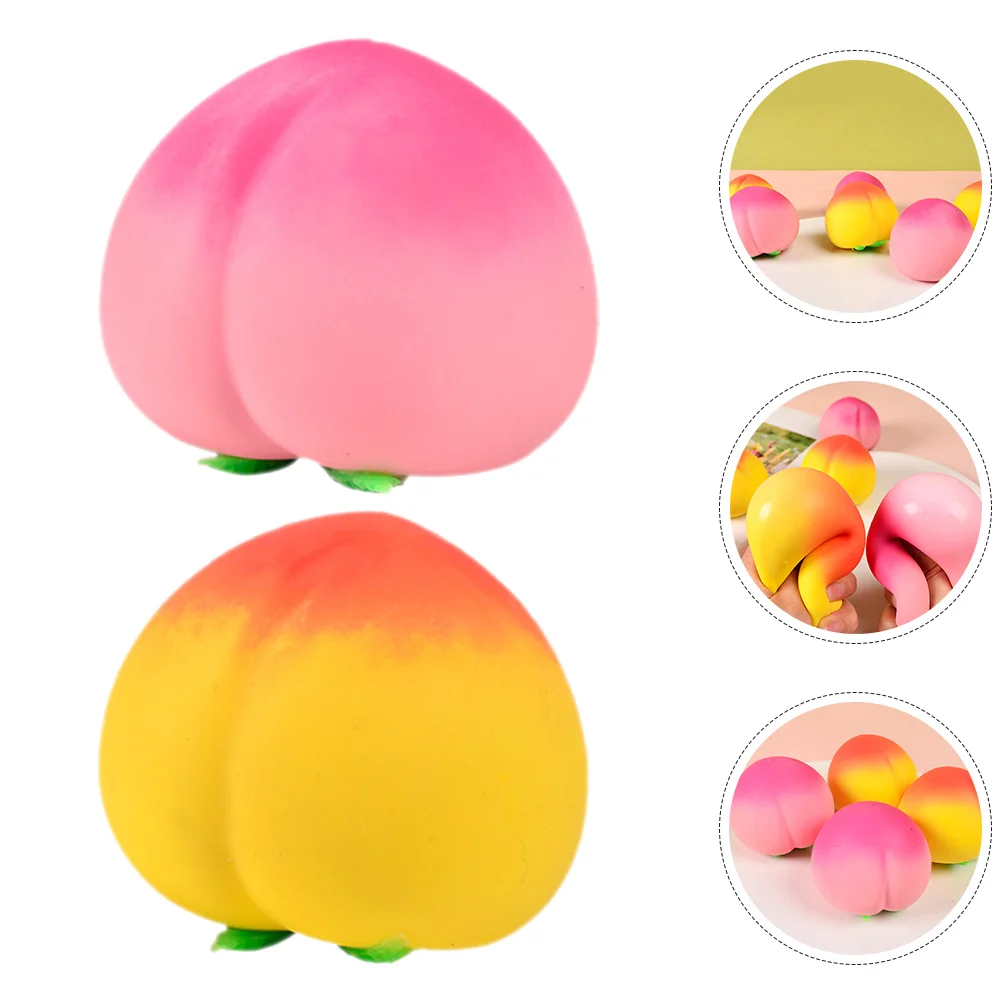 

2 Pcs Watermelon Peach Decompression Soft Material Fidget Toys Creative Relief Office Party Gifts Yellow