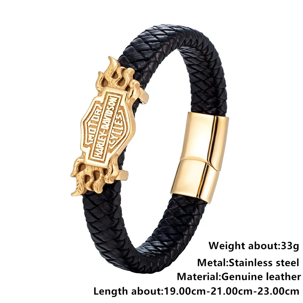 سوار رجالي أنيق متعدد الطبقات مضفر من الجلد الطبيعي عالي الجودة بإبزيم مغناطيسي معدني لدراجة Harley Davidson Electra Glide 883 #4