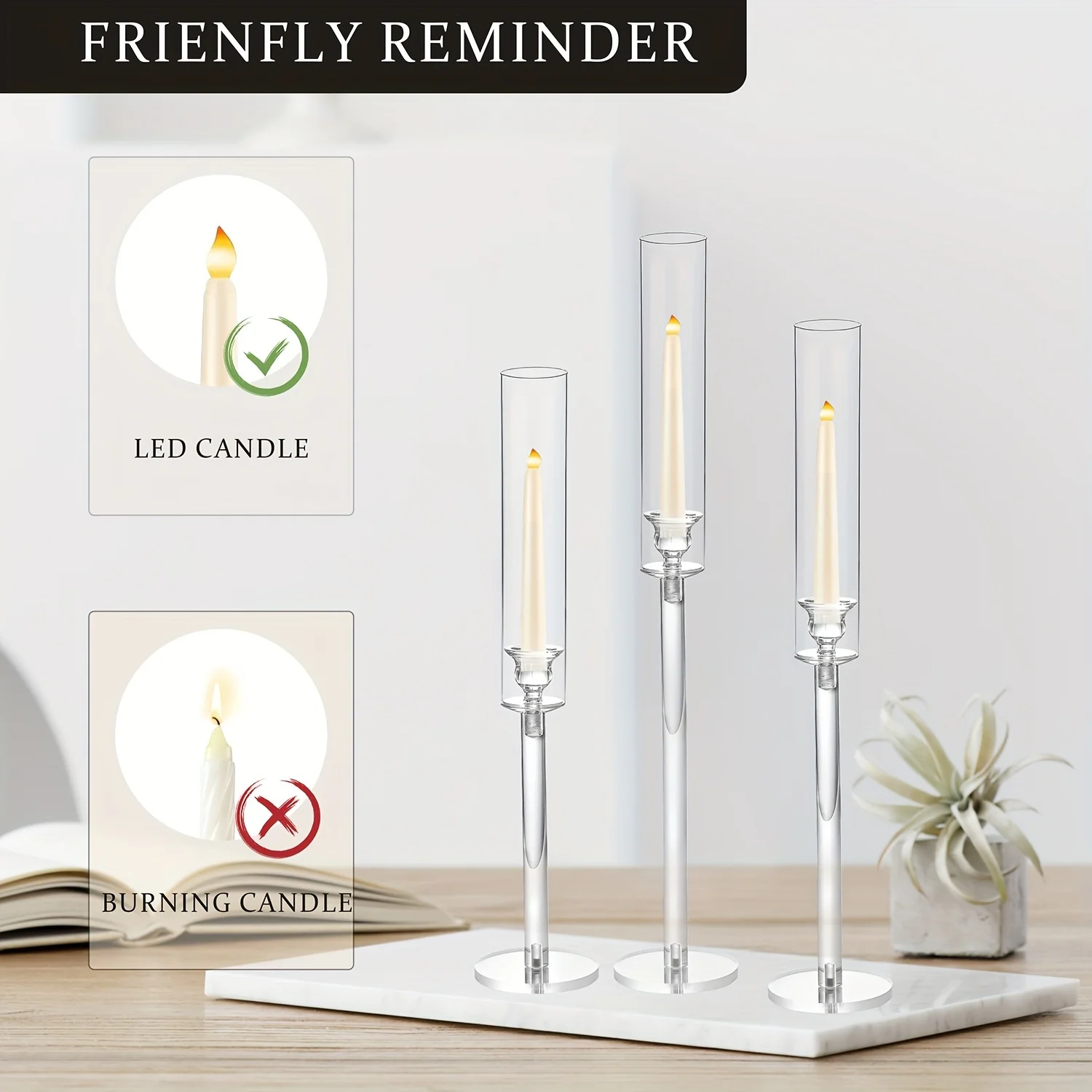 3pcs，Acrylic Candle Holder For Table Centerpieces, Candlestick Holders For Wedding Living Room Decor