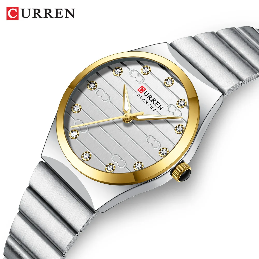 

CURREN 9110, лучшие брендовые часы для женщин, роскошные водонепроницаемые кварцевые женские часы 3 атм с круглым циферблатом из нержавеющей стали, reloj mujer