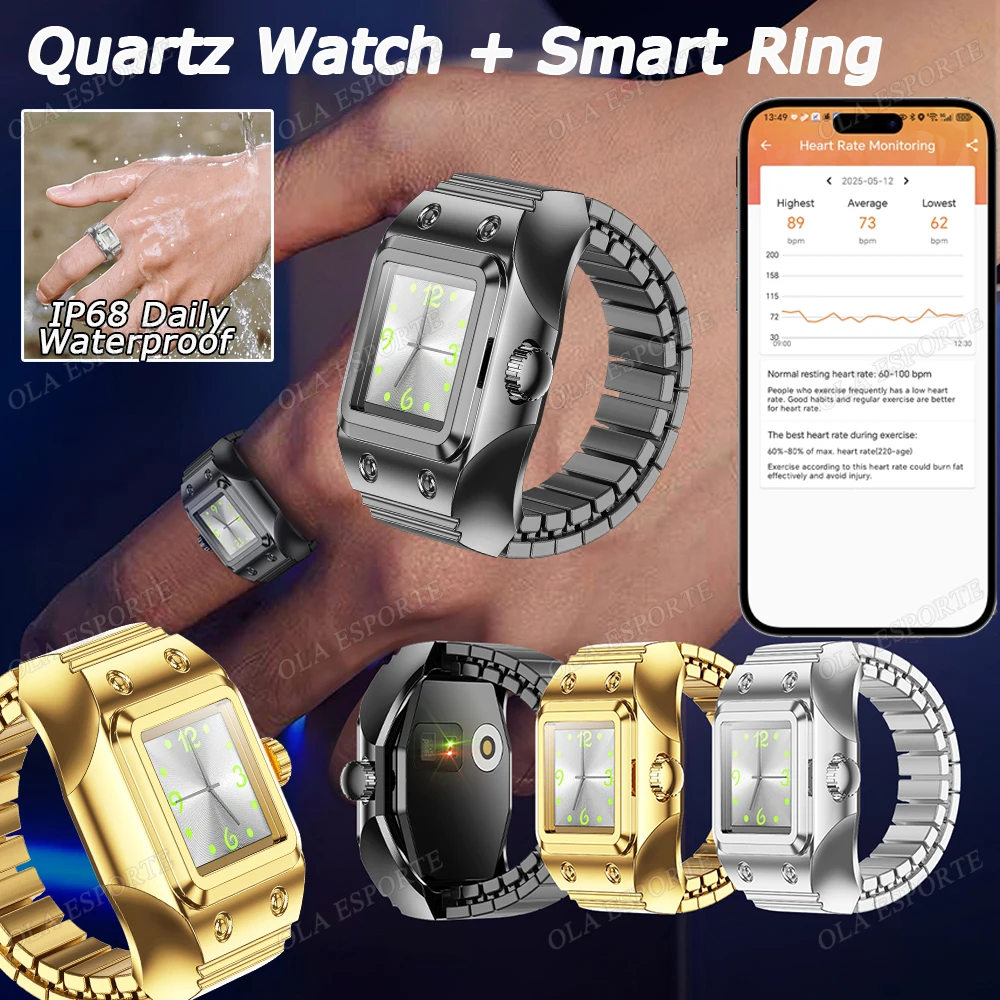 

2025 New Quartz Watch+Smart Ring Display Screen and Touch Heart Rate Blood Oxygen/Pressure Sports Waterproof Watches Smartring