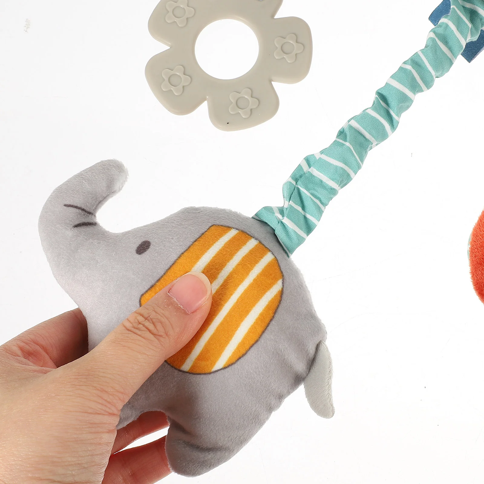 Baby Stroller Hanging Rattle Elephant Visual Sensory Development Bright Color Cartoon Design Hearing Stimulation Exploration Car