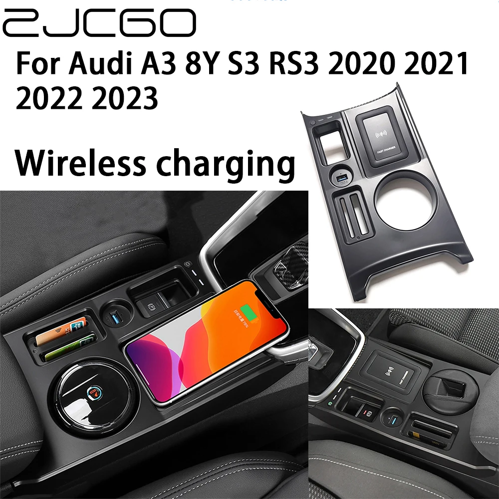 

ZJCGO 15W Car QI Mobile Phone Fast Charging Wireless Charger for Audi A3 8Y S3 RS3 2020 2021 2022 2023