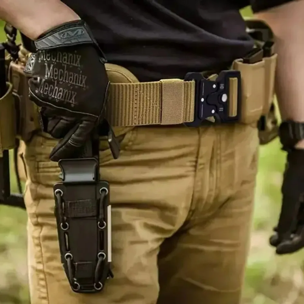 Cinto tático genuíno de liberação rápida, cinto militar para atividades ao ar livre, nylon real macio, acessórios esportivos para homens e mulheres, cinto preto