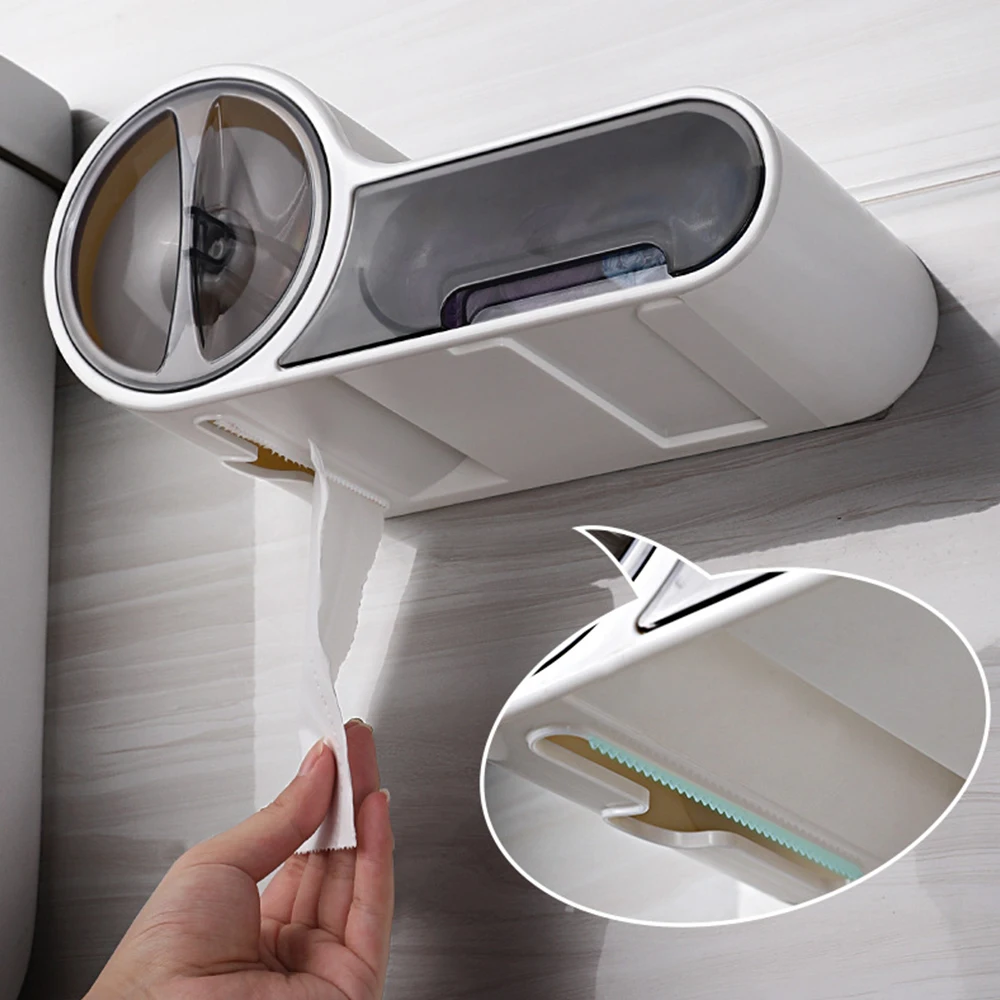 Roll Paper Storage Box Waterproof Wall-Mounted Bathroom Accessories Toilet Paper Holder Rack Toilet Tissue Box Shelf