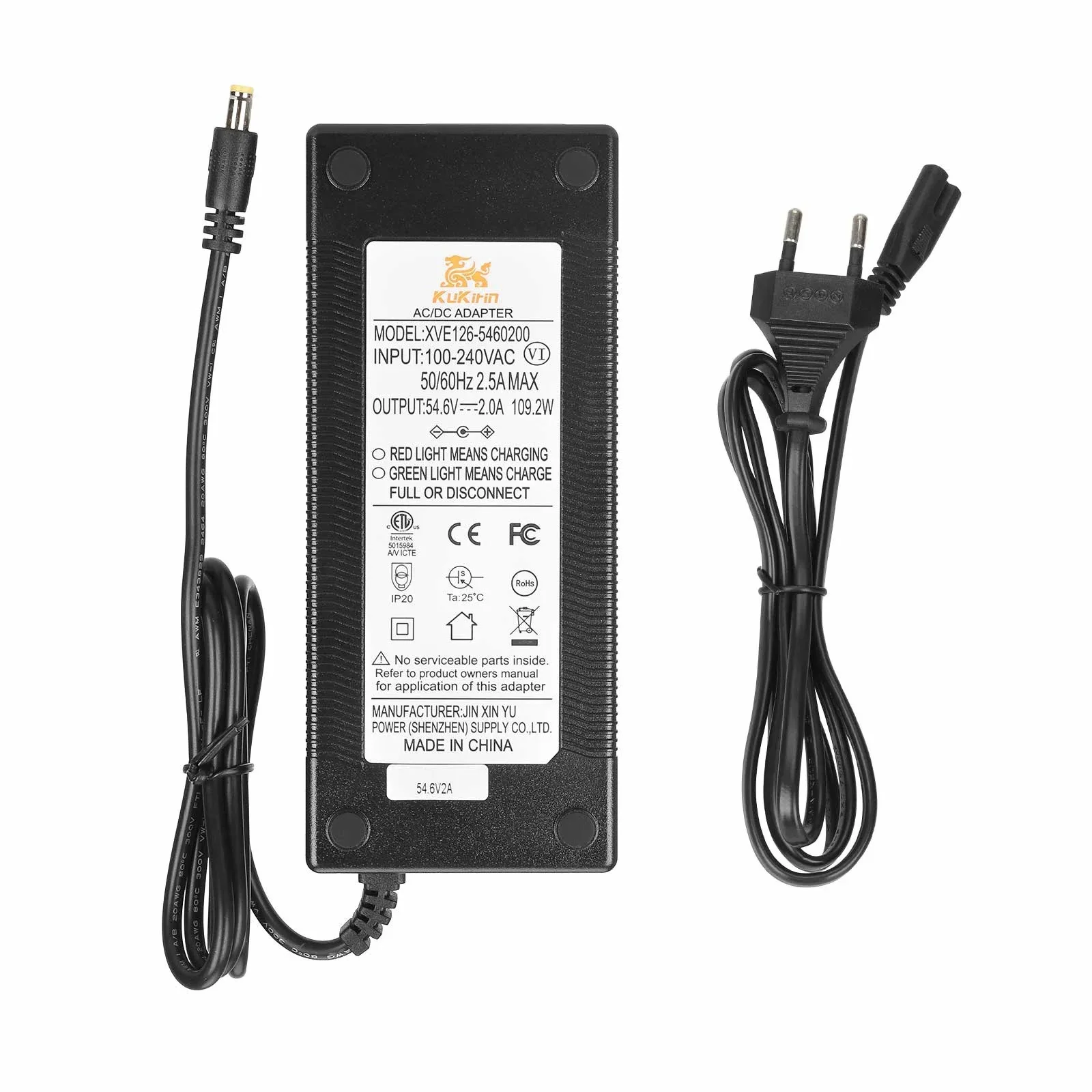 Chargeur d'origine 54.6V 2A DC2.1, adaptateur d'alimentation pour batterie pour Scooter électrique Kukirin G2, pièces d'accessoires EU UK US