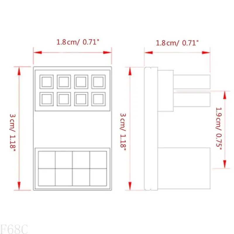 F68C GPU PCIe 8 Pin U Turn 180 Degree Connector Power Adapter Board for Desktop