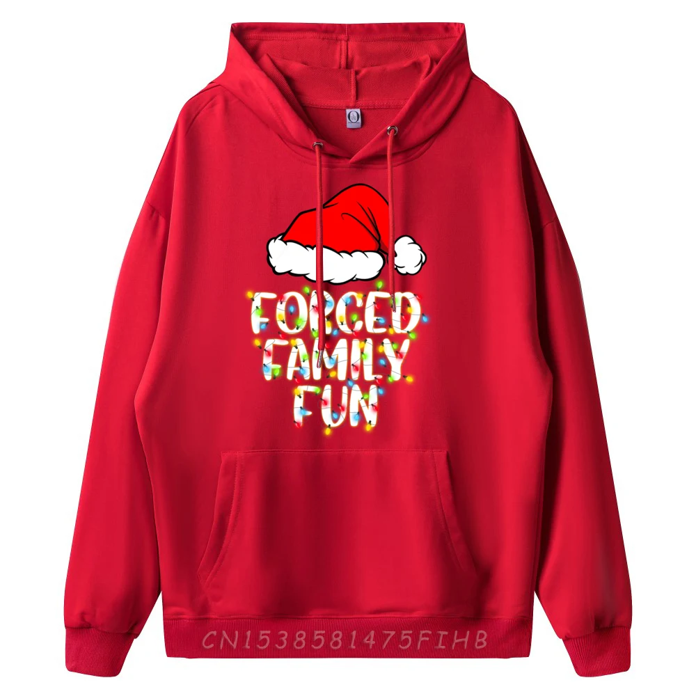 Forced Family Fun Sarcastic Christmas Funny Blue And White Graphic Sweatshirts Hoodies Men