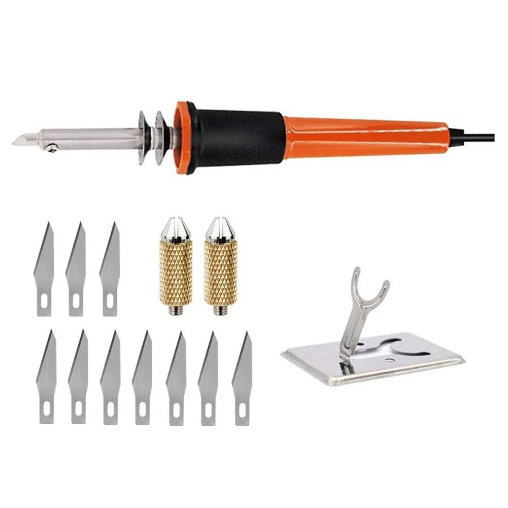14pcs Electric Hot Cutting Tool Kit With 10 For Blades For Plastic Cloth Foam Wood Rubber Stamp Pumpkin Crafting DIY Project