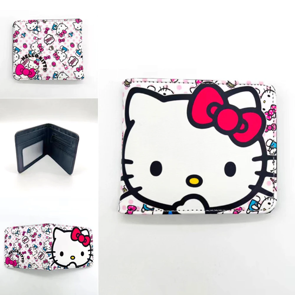 Cartoon Hello Kiity Wallet for Women Sweet Girl Student Leather Purse Sanrio Kuromi Cinnamoroll POCHACCO Bank Bard Holder Wallet