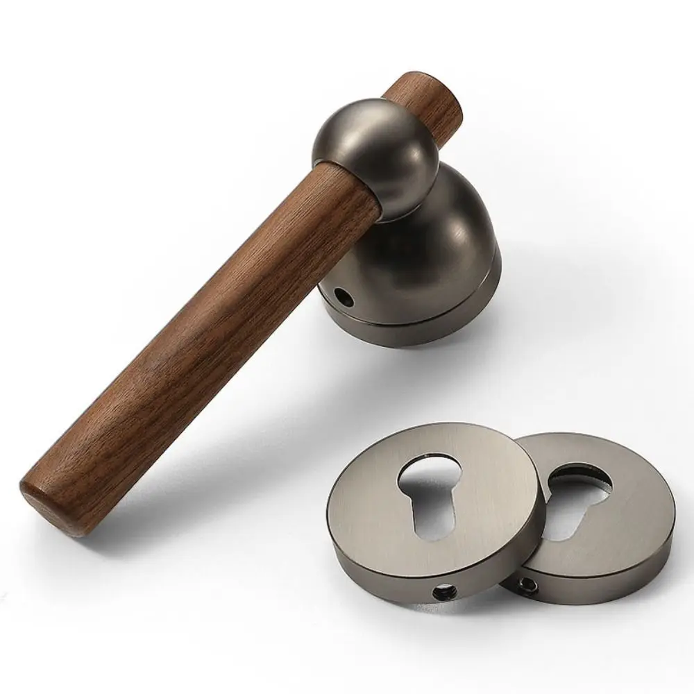 Simple Design Aluminum Alloy Door Lock Magnetic Wood Grain Safety Locks Easy Installation Split Locks Magnetic Lock Wall Mounted