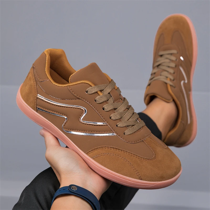 

Лидер продаж, мужские кроссовки босиком с широким носком, большой размер 47, коричневые повседневные мужские спортивные туфли, удобные мужские прогулочные туфли из замши