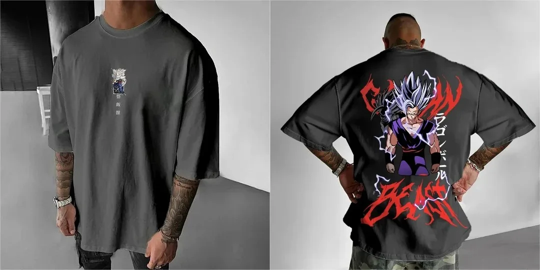 2026 Fashion Dragon Ball Summer Men's T-shirt Japanese Anime Beast Gohan 3D Printed Y2K Harajuku Boys Trendy Short Sleeve