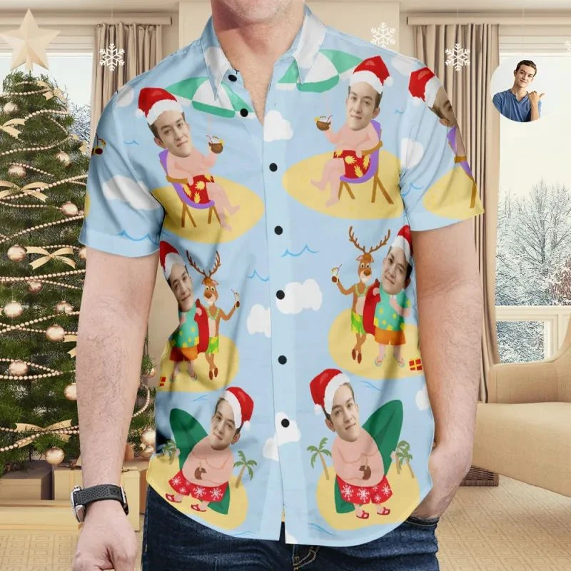 Divertente babbo natale Cosplay foto 3D camicie stampate per uomo vestiti natale foto personalizzate camicette regali di natale fai da te top Unisex