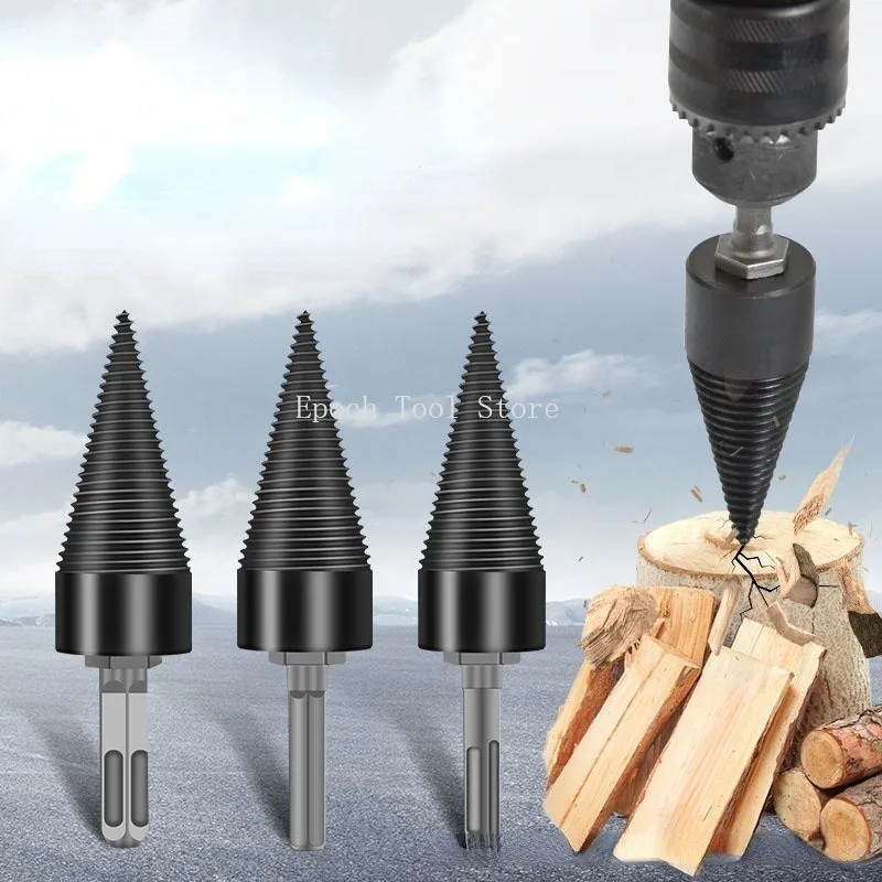 32/42mm Wood Drill Bit Twist Firewood Splitting Drill Bit Wood Splitter Screw Cones Bit Square Round Hexagonal for Hammer Drill