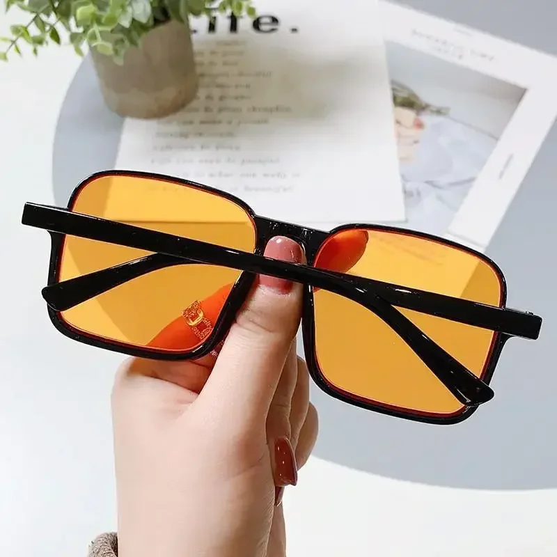 Lentes De Sol Mujer Retro Sun Glasses Female Vintage Large Frame Square Sunglasses Woman Black Orange Sun Glasses Gafas De Sol