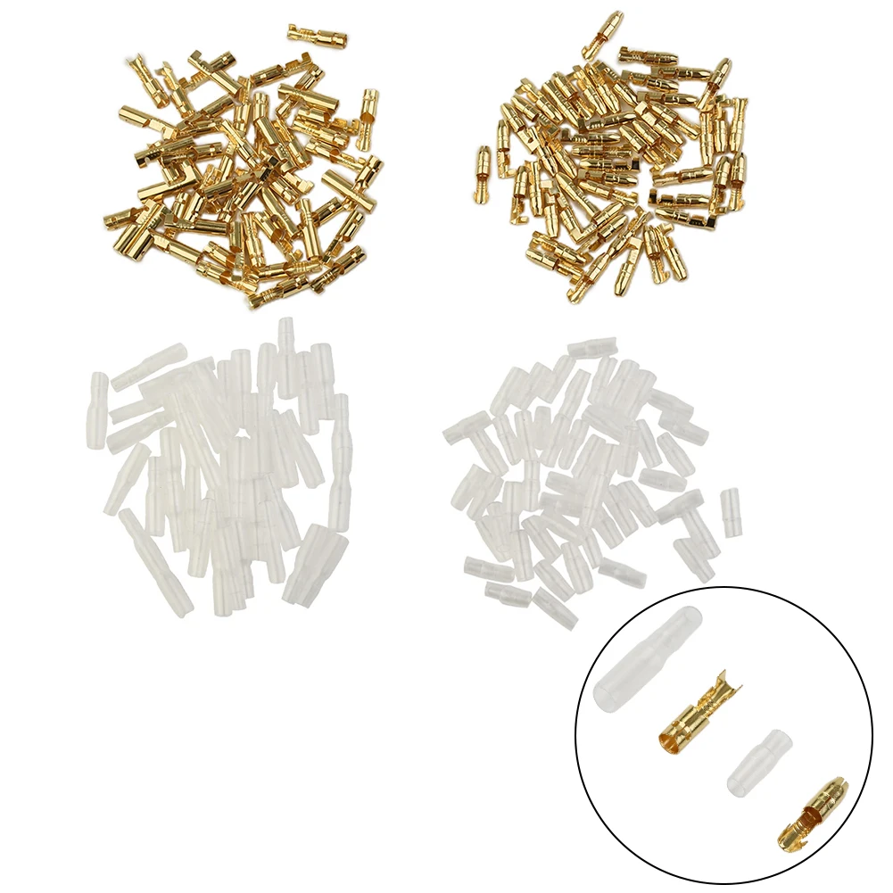 200x 3.9mm Male Female Motorcycle Connector Terminals Socket With Insulator Sleeve Cover Electrical Wire Connector Tools