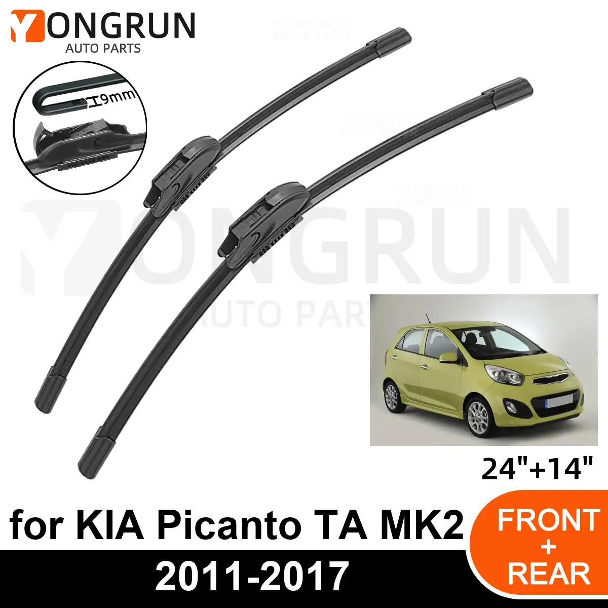 

Стеклоочистители для KIA Picanto TA MK2 2011-2017, резиновые щетки стеклоочистителя 24 + 14 дюймов, аксессуары для лобового стекла автомобиля