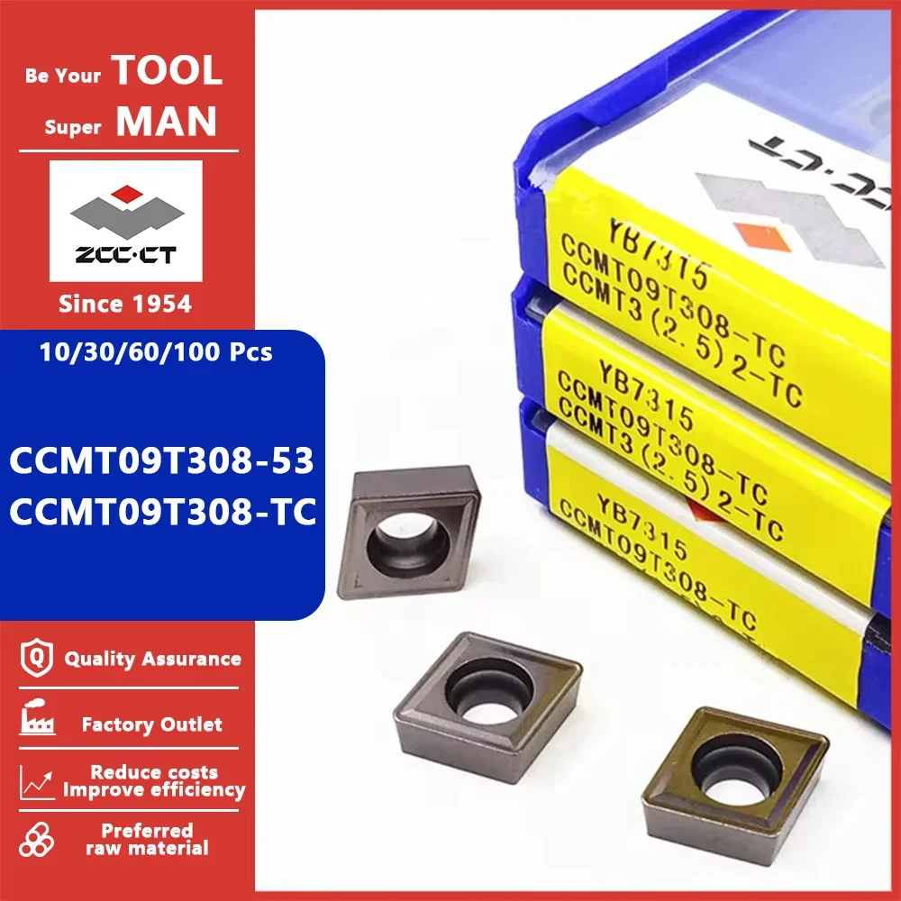 ZCC CT الأصلي CCMT09T308-53 CCMT09T308-TC تحول إدراج CCMT 09T308 53 TC مخرطة أداة كربيد طحن تحول أدوات