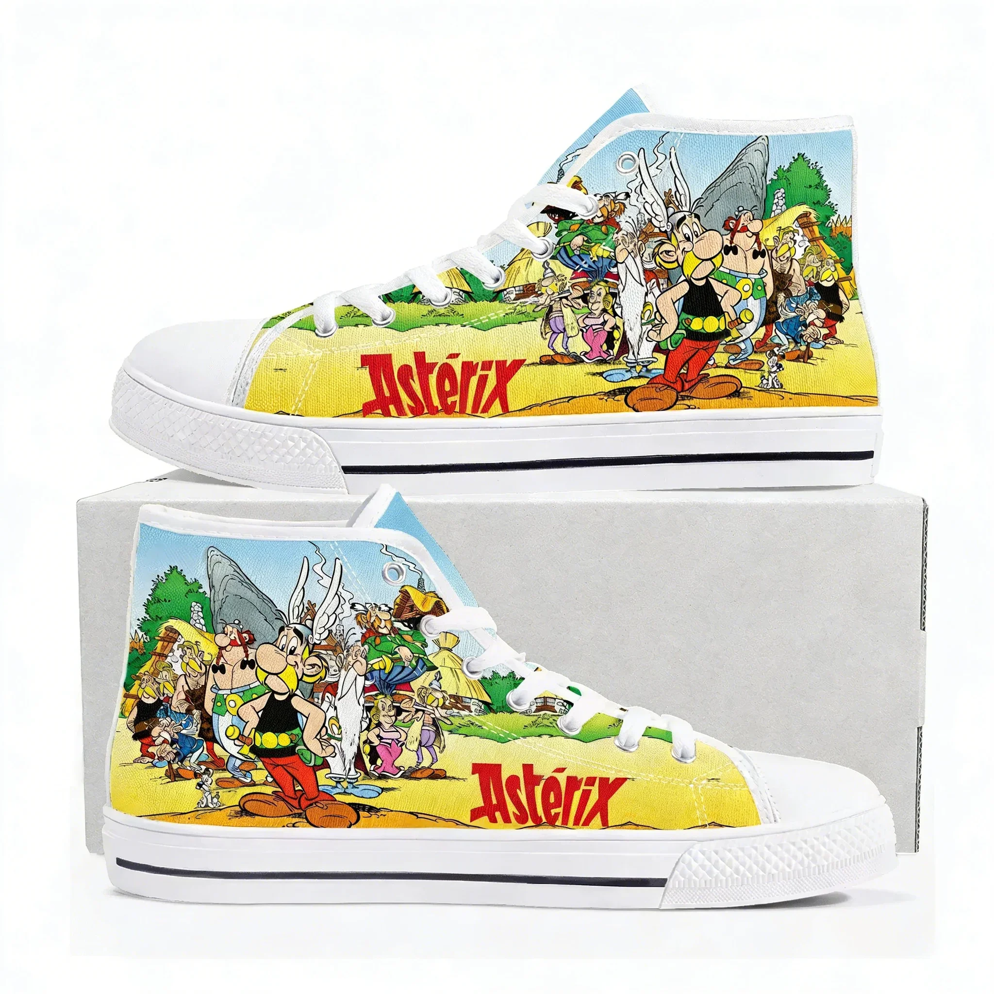 

Кроссовки Asterix Adventure Obelix High Top для мужчин, женщин и подростков, высококачественные кеды из канваса, обувь для пар с комиксами и мангой, индивидуальный дизайн
