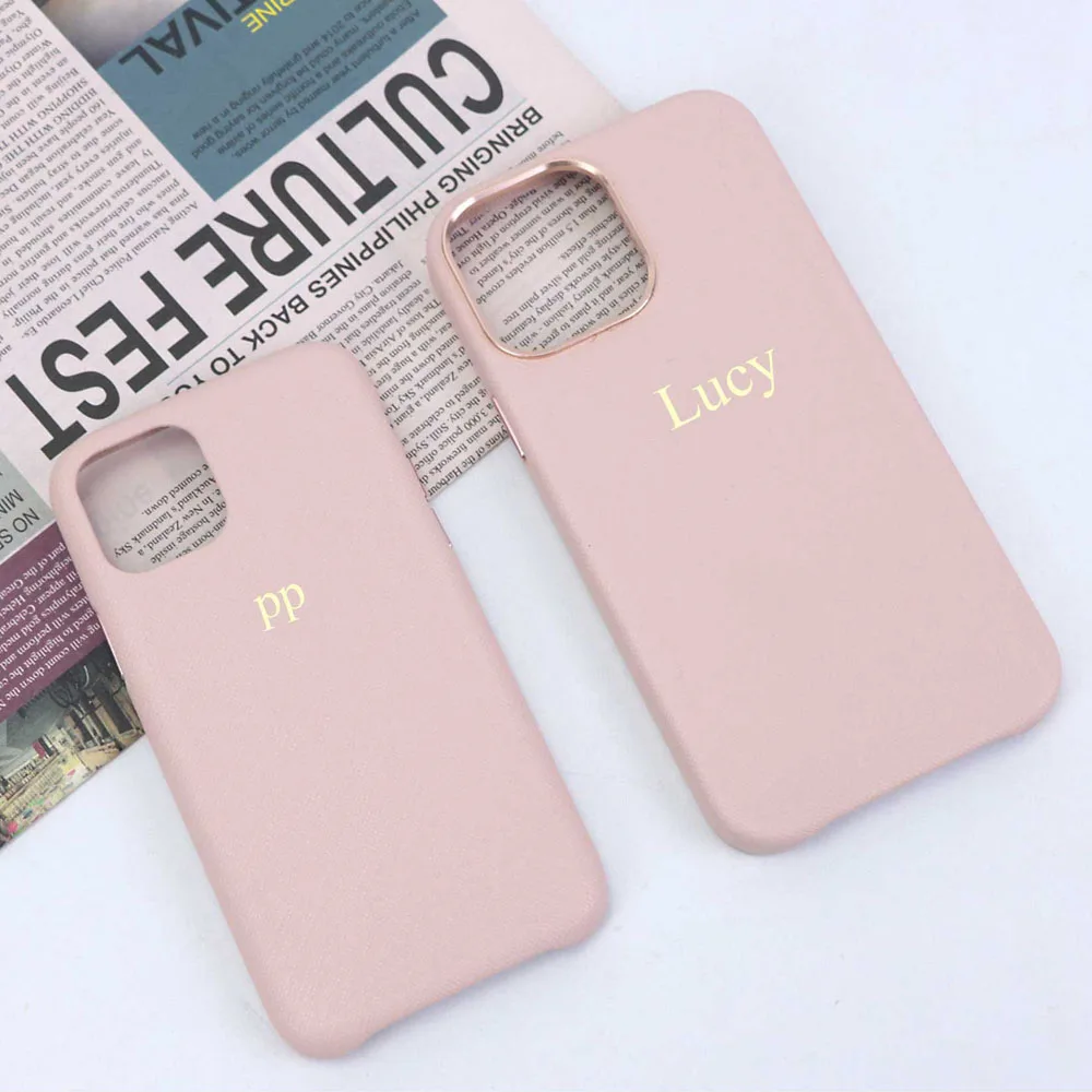 New Free Customized Name Luxury Saffiano Genuine Leather Phone Case for iPhone 14 13 15Pro Max Real Leather Anti-Fall Cover DIY