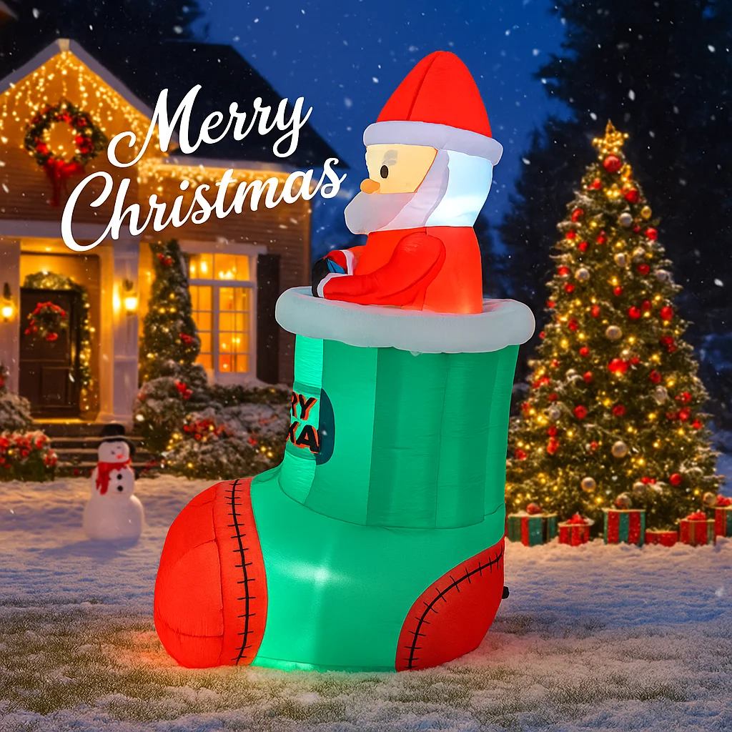 Decoración inflable para patio navideño de 5,2 pies, modelo de media de Papá Noel gigante, juguete de Navidad, suministros de decoración del hogar, adornos, regalos, decoración