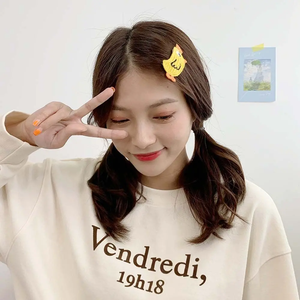 달콤한 귀여운 가을 겨울 선물 머리 장식 한국 스타일 어린이 헤어 클립 니트 헤어 그립 소녀 헤어 홀더 어린이 모직 머리핀