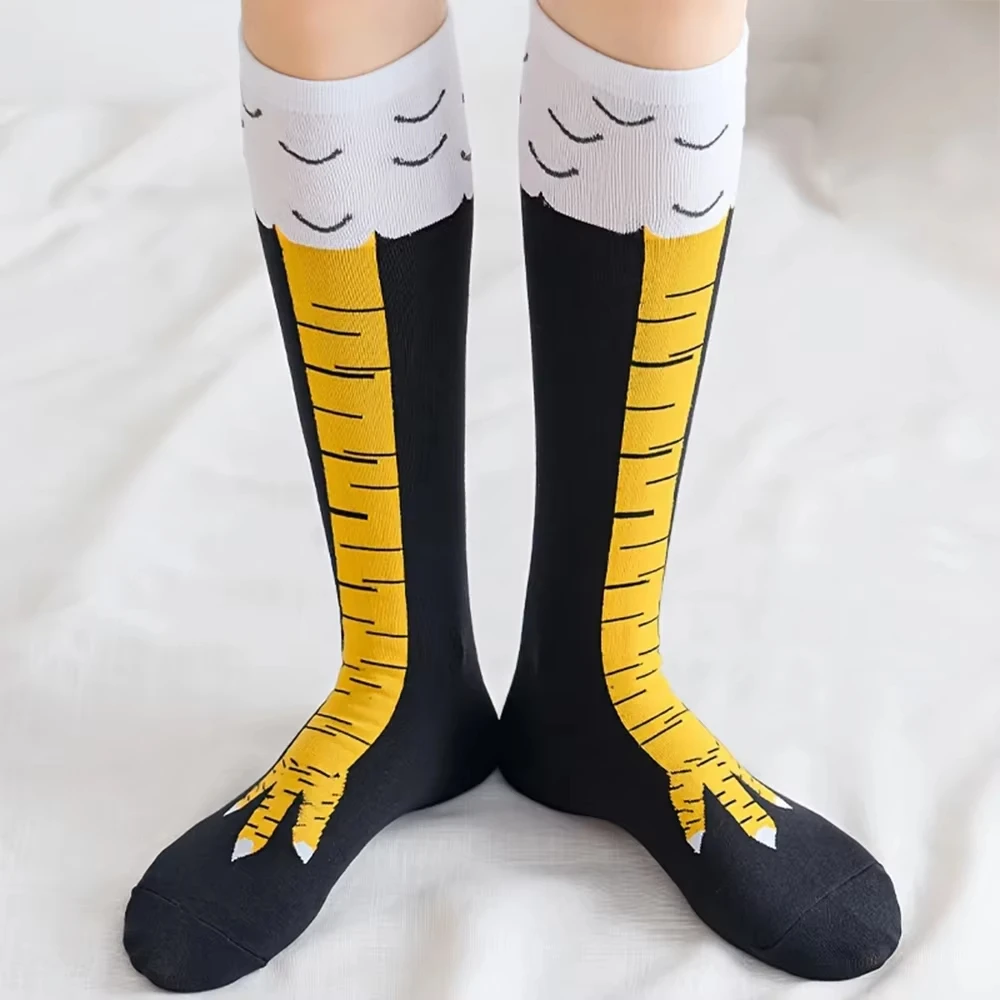 1/2/5 Paar Damen Kniestrümpfe, trendige Cartoon-lustige Hühnerklaue-Socken, Fitness, Sport, lässig, schlankes Bein, lange Röhrensocken für Damen