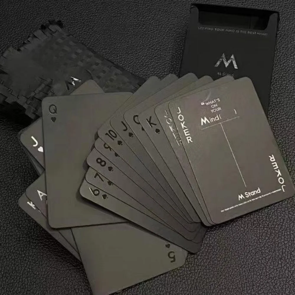 9*6cm Pure Black Silver Foil Stamped Cardistry Playing Cards, Full Set, Magic Props 54 Pcs Cards