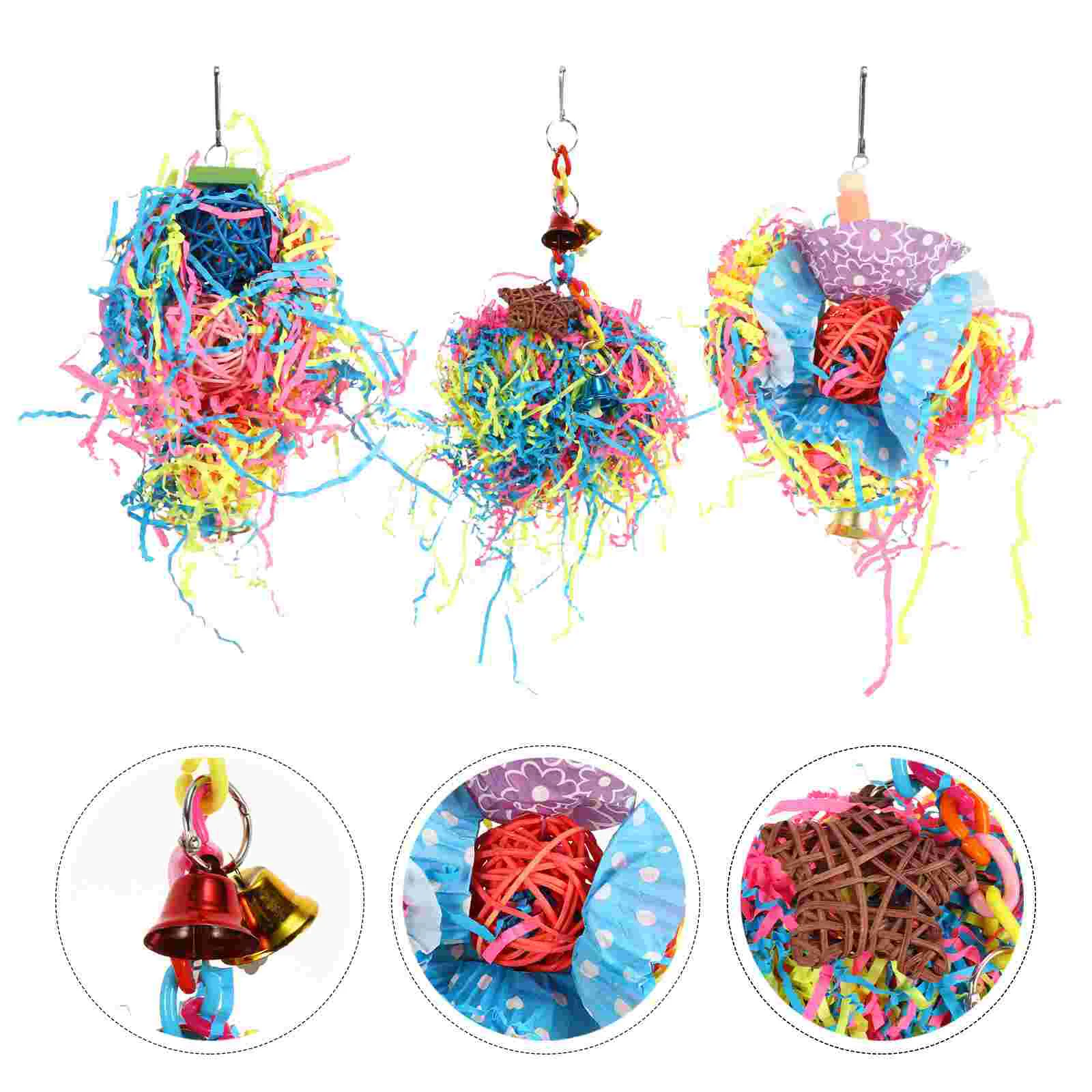 

3 Pcs Parrot Chewing Toy Balls Bird Tool Hanging Toys Cage Accessories Plaything