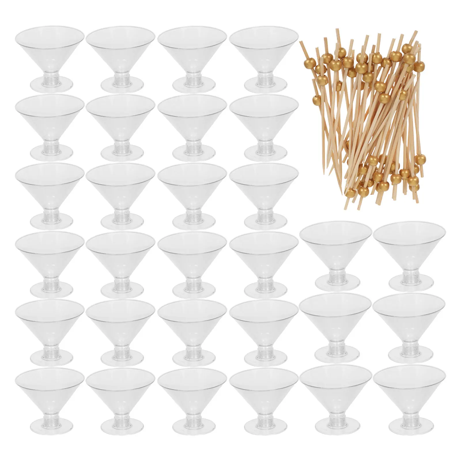 

50Sets Plastic Martini Glasses 5 Oz Clear Unbreakable Mini Martini Cups for Wedding Party Bar Cocktail Tasting Dessert Fruit