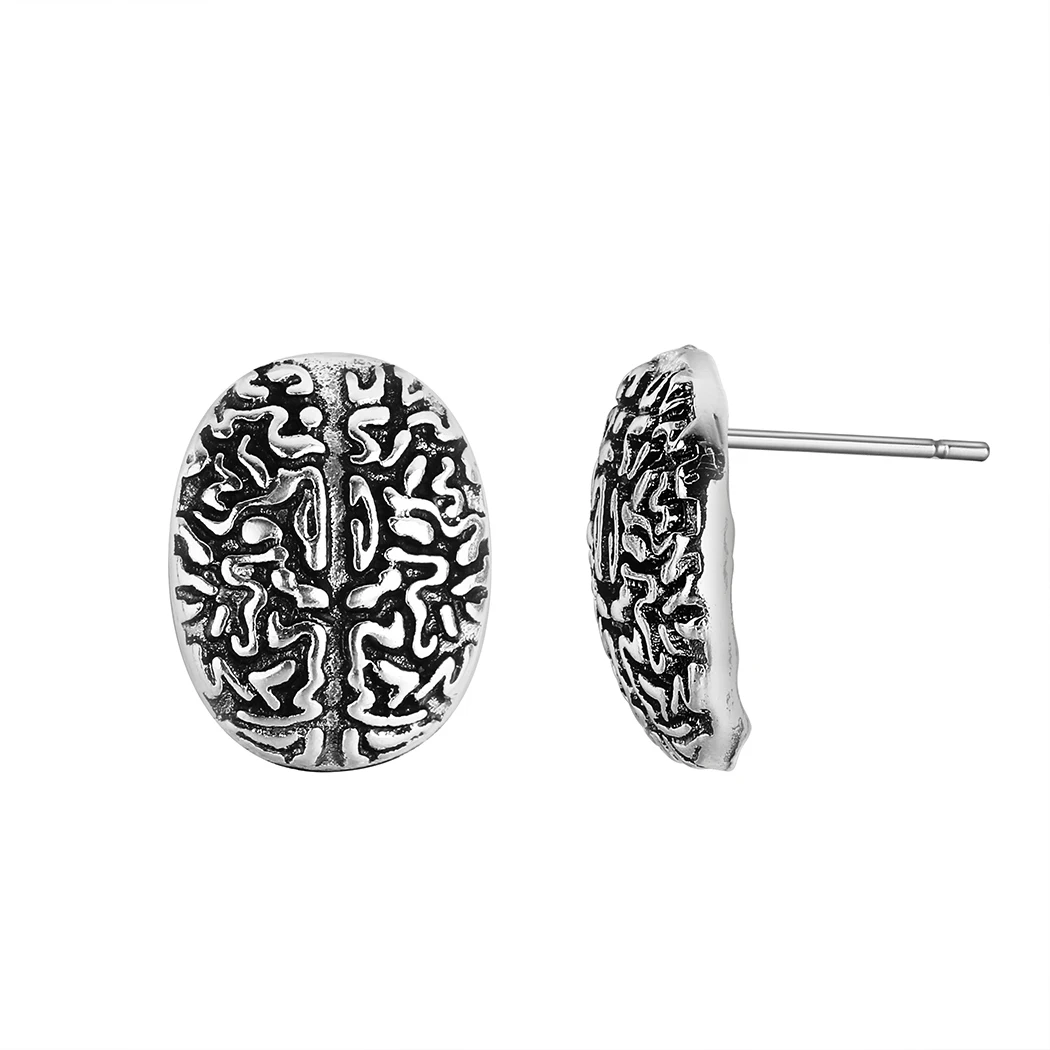 Antique Tiny Brain Stud Earrings For Women Medical Charm Anatomy Vintage Earrings Doctor Nurse Gift