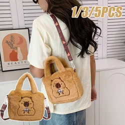 High Quality Soft Capybara Plush Handbag Solid Color Cartoon Shoulder Bag Tote Bag Cute Kapybara Plush Bag Crossbody Bag