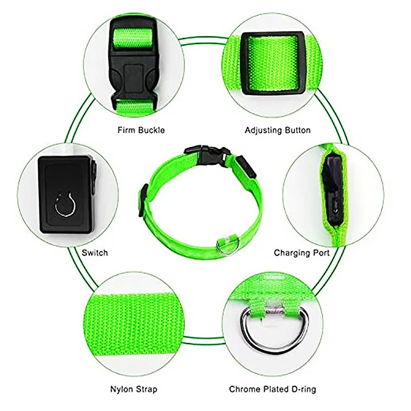 Collare per cani incandescente a LED Ricarica lampeggiante regolabile Collare luminoso notturno Imbracatura per cani anti-smarrimentoPer prodotti per animali domestici per cani di piccola taglia_voghion.com