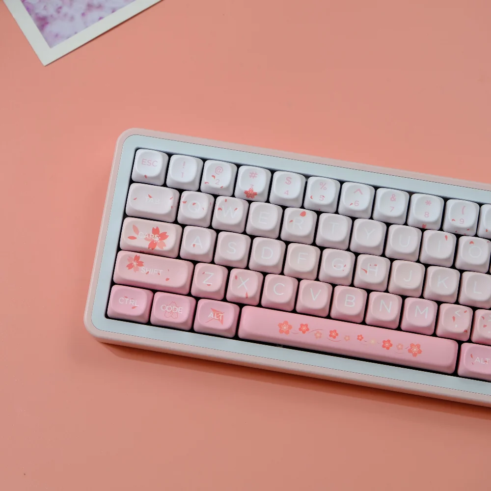 

132 клавиши Fallen Sakura Keycaps XOA MOA Profile Pink Round PBT Keycap Dye Sub для механической клавиатуры MX F75 87 61 66 96 98 108