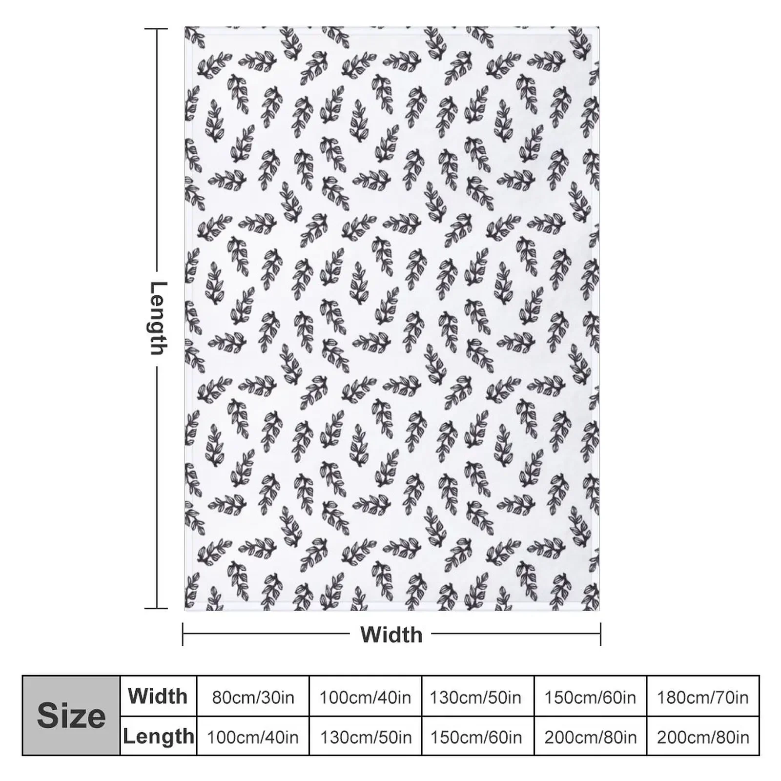 Branches with Leaves - Hand-Carved Stamp Pattern - Version 1 Throw Blanket For Sofa Thin cosplay anime Blankets