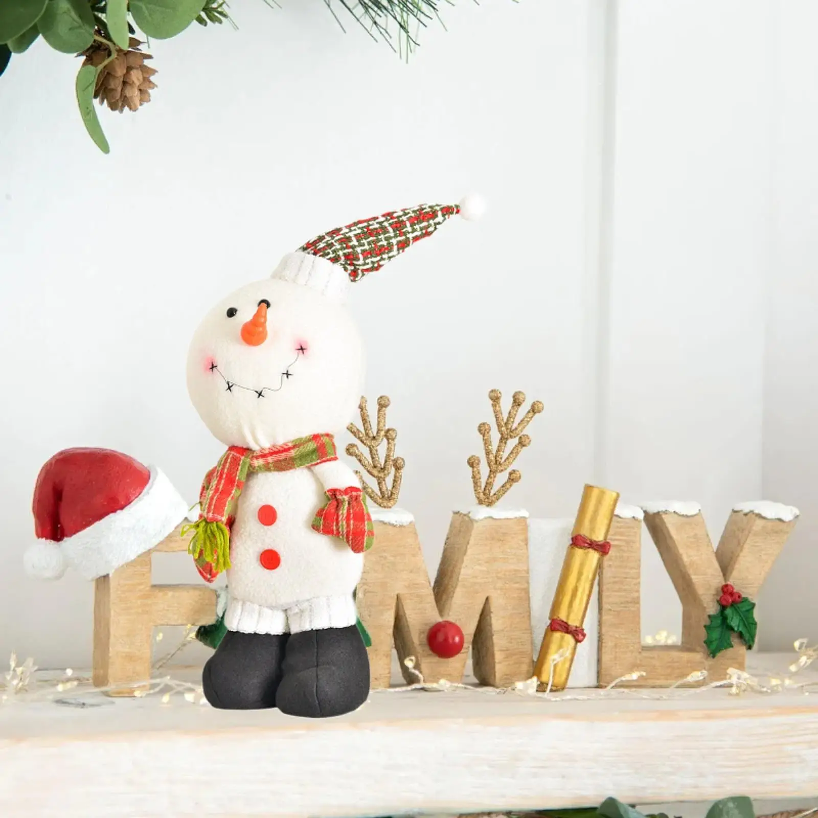 Christmas Doll Display Ornament Creative Figurine Crafts Desktop Ornament for Bedroom Office Living Room Home Xmas Holiday Party