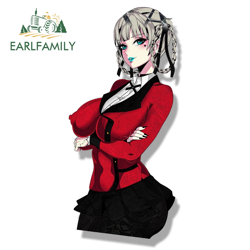 EARLFAMILY Momobami Kirari Peek Car Sticker Anime Kakegurui Fanart Waifu Decal JDM Chibi Big Head Girl Graffiti Slap Stickers