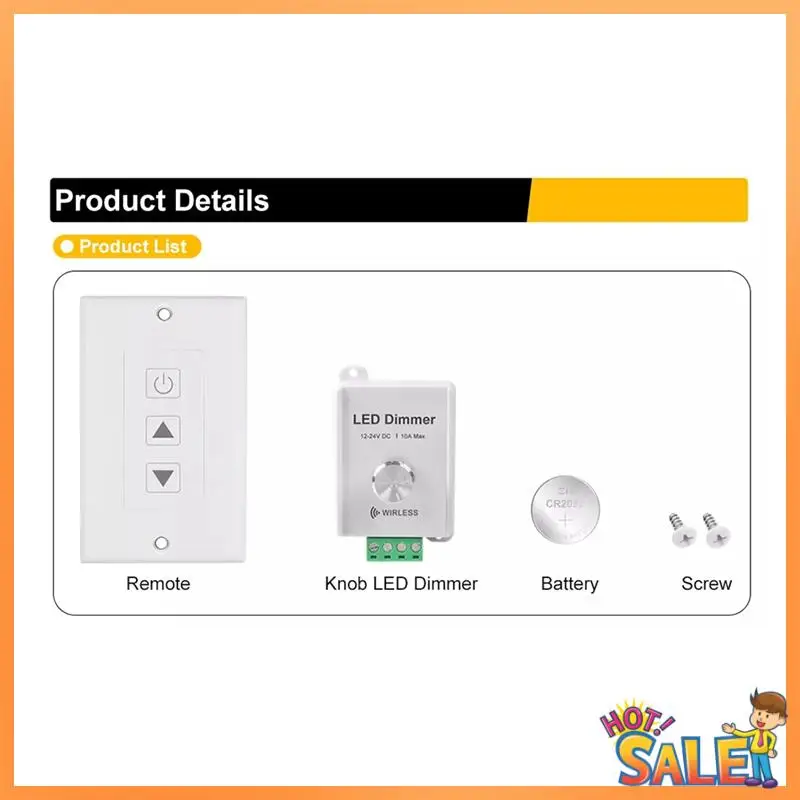 

AB68 DC12V-24V 10A Wireless LED Strip Dimmer With Touch Remote For Single Color LED Strip
