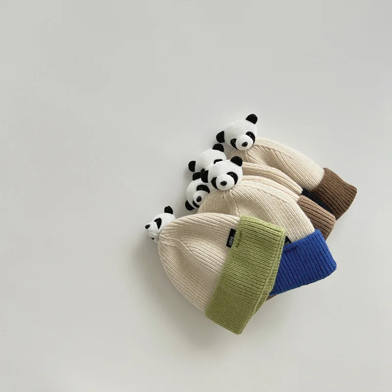 Autumn Winter Baby Beanies Lovely Cartoon panda Accessories Kids Boys Girls Knitted Hats Soft Warm Children Caps