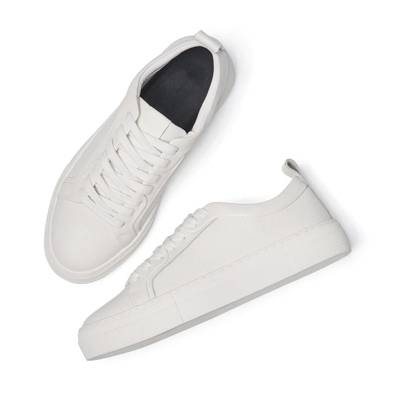 LINJER STRICKLIN Spring Autumn England Style Fashion Genuine Leather Cowhide Casual Vulcanized Pure White Shoes Woman Sneakers