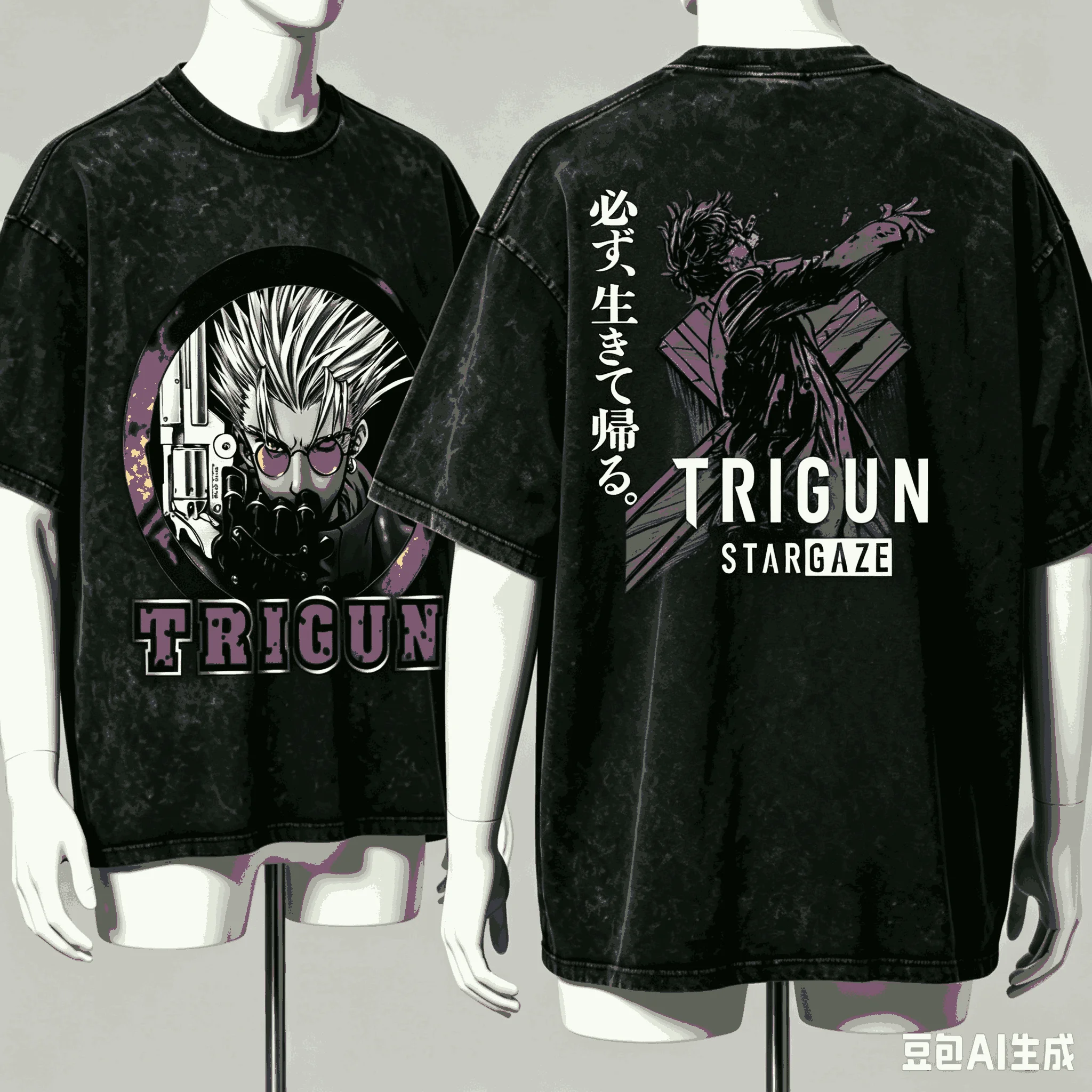 Trigun Washed T-shirt Anime Lover Harajuku New Model Oversized