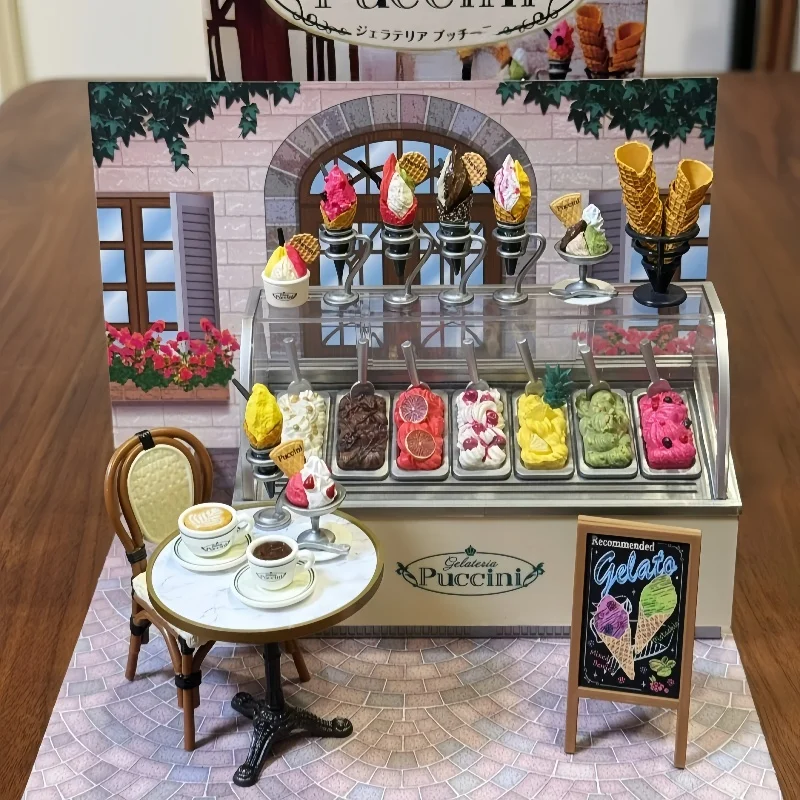 

In Stock Japanese Re-Ment Miniature Time Honored Ice Cream Shop Ice Cream Display Cabinet Requirement Box Egg