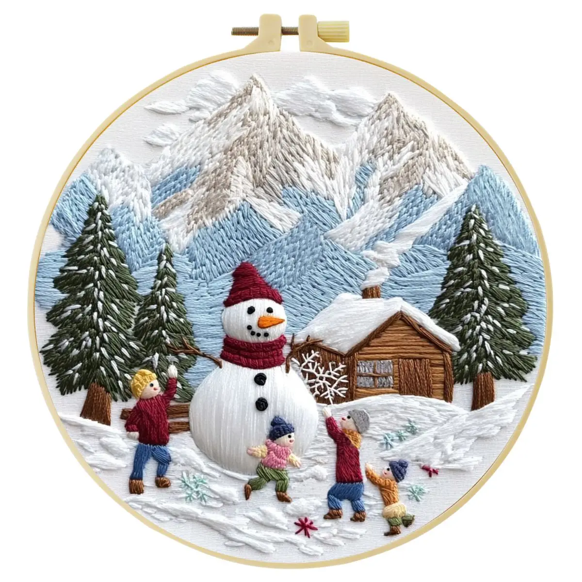 1 Stück 20X20CM/15X15CM 7,87/6,3 Zoll Schneemann Stickerei Starter-Kit DIY-Kit DIY-Stickerei-Set Handarbeiten Malerei – Detail 3