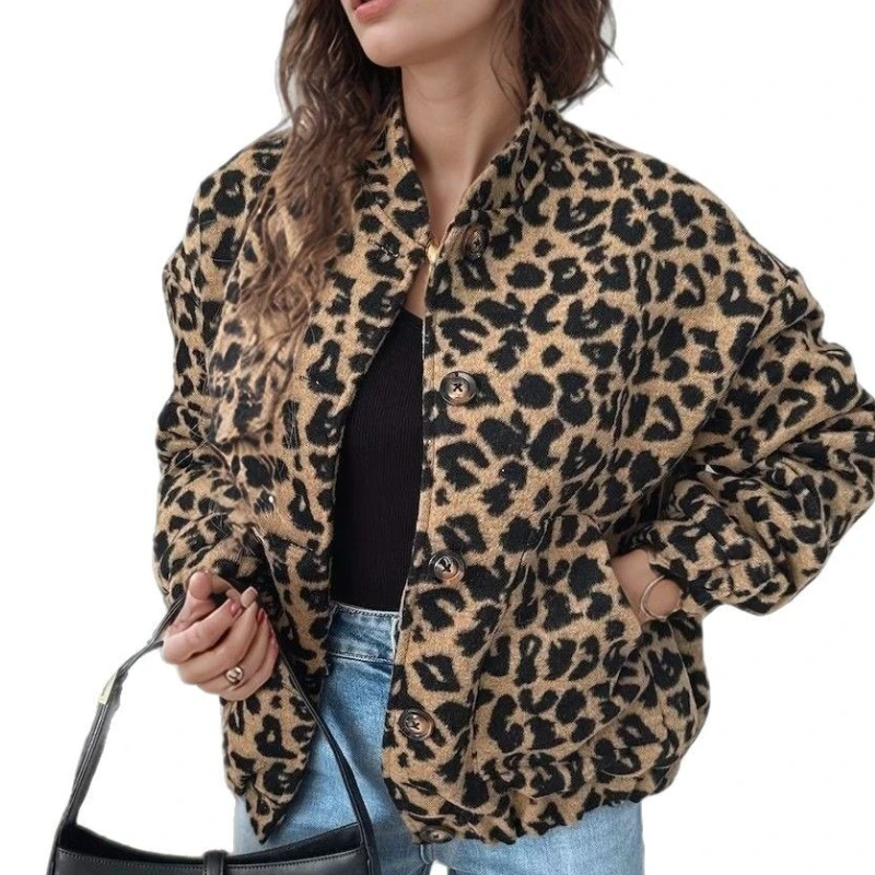 2025 Vintage Babes Leopard Print Jacket Women's New Loose Casual Jacket Design Sense Niche Top