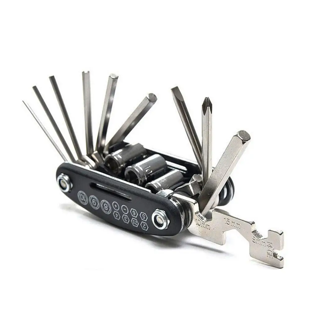 Bike Repair Tool Kits 16 In 1 Bicycle Multitool With Bike Tire Levers Hex Spoke Wrench Folding Metric Repair Tool Set ﻿