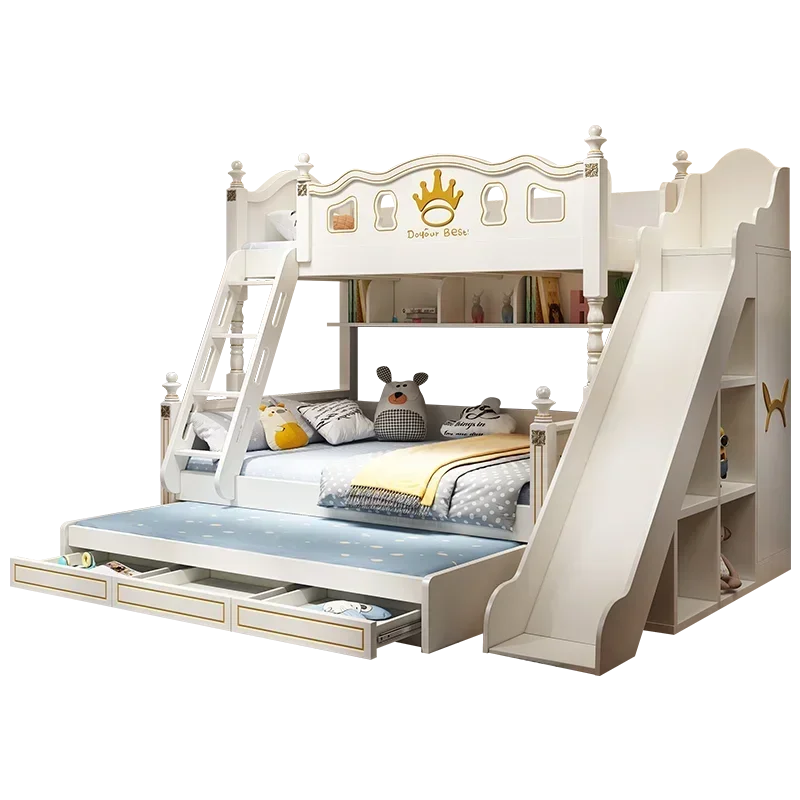 Solid Wood Modern Children Beds Loft King Size with Storage Space Children Beds Double Mueble Infantil Bedroom Furniture YQ50CB