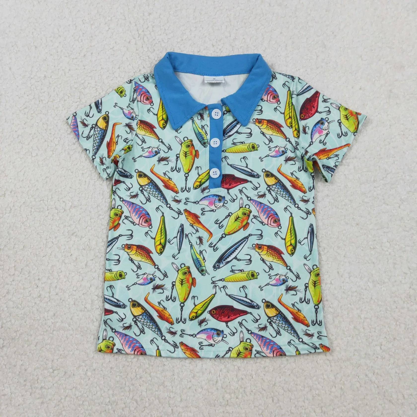 Wholesale Kids Summer Baby Boy Shirts Toddler Pullover Fish Clothes Children Boys Short Sleeves Shirt Buttons Clothing